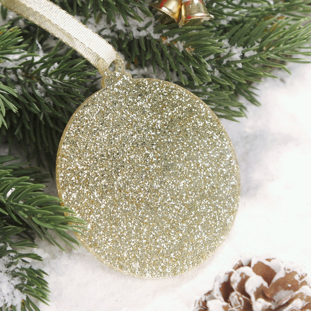Acrylic Light Gold Glitter Christmas Ornaments Set,  3", 3mm Thick, Round (Light Gold Glitter)