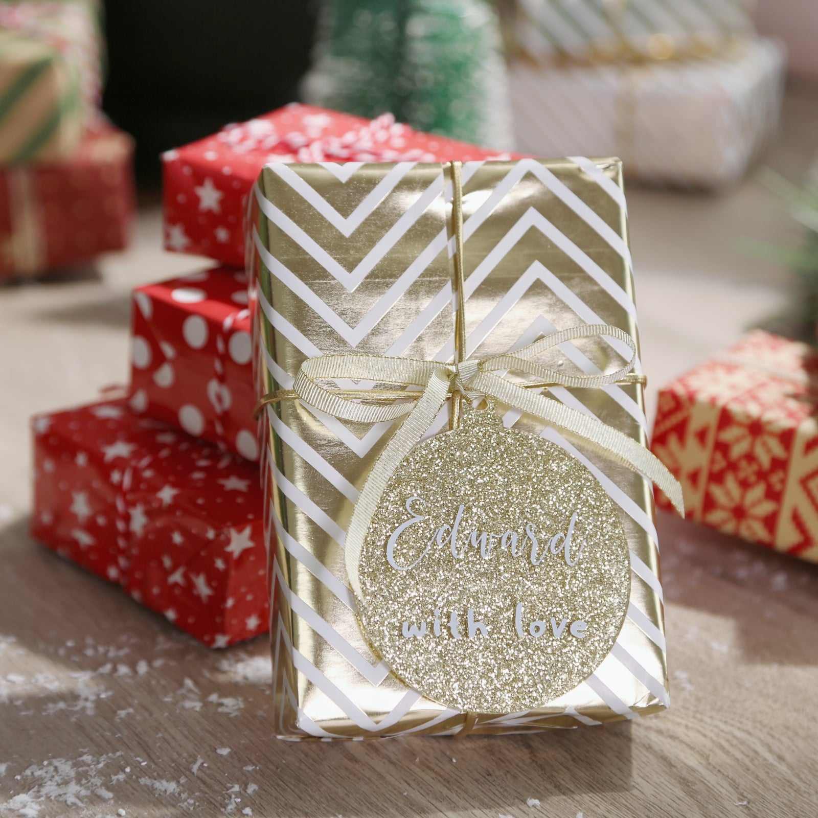 Acrylic Sparkle Glitter Christmas Ornaments Set,  3", 3mm Thick, Round (Light Gold & Silver Glitter)