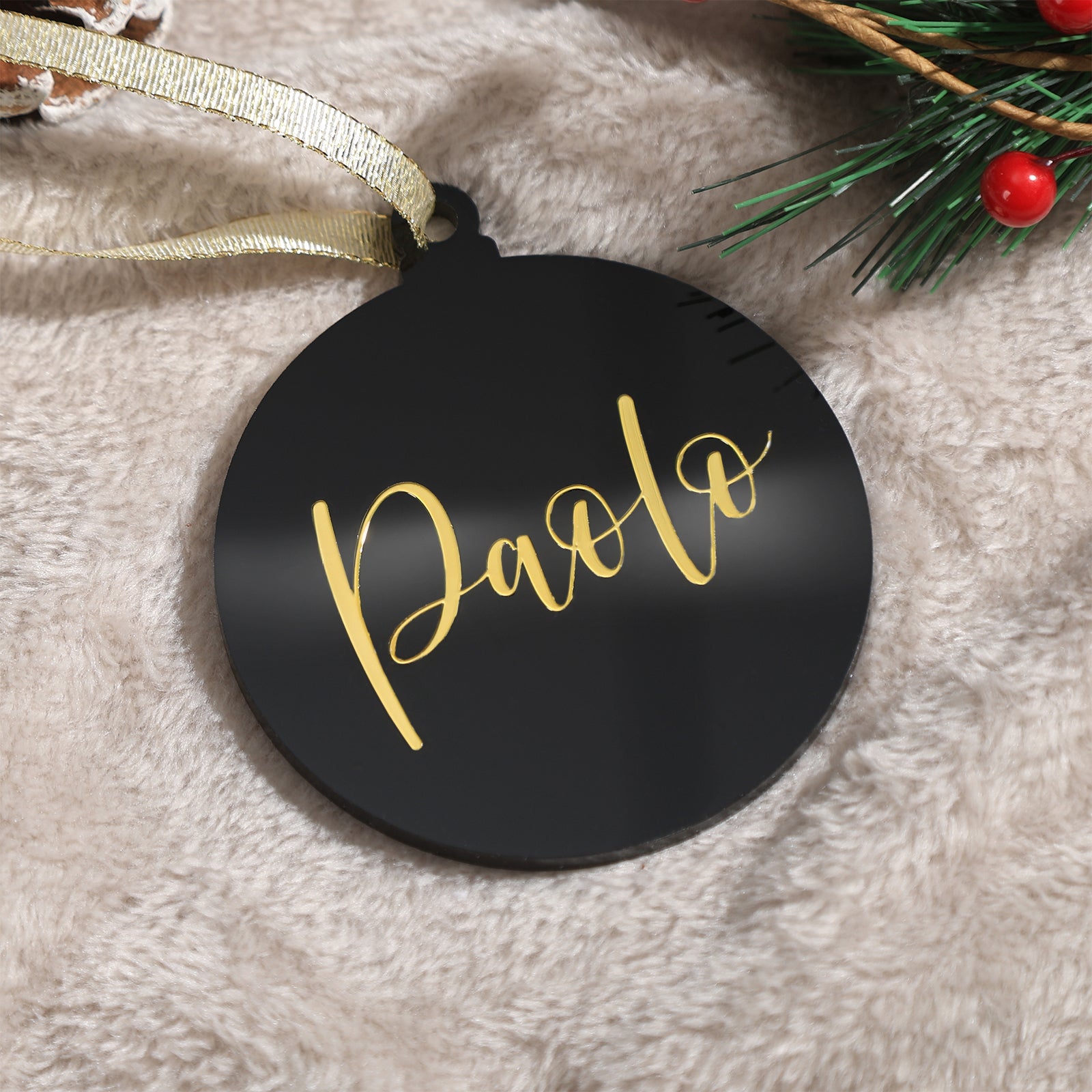 18 Pack 3'' Black Round Acrylic Christmas Ornament 2024, 4mm Extra Thick DIY Blank Christmas Bauble Tree Decoration