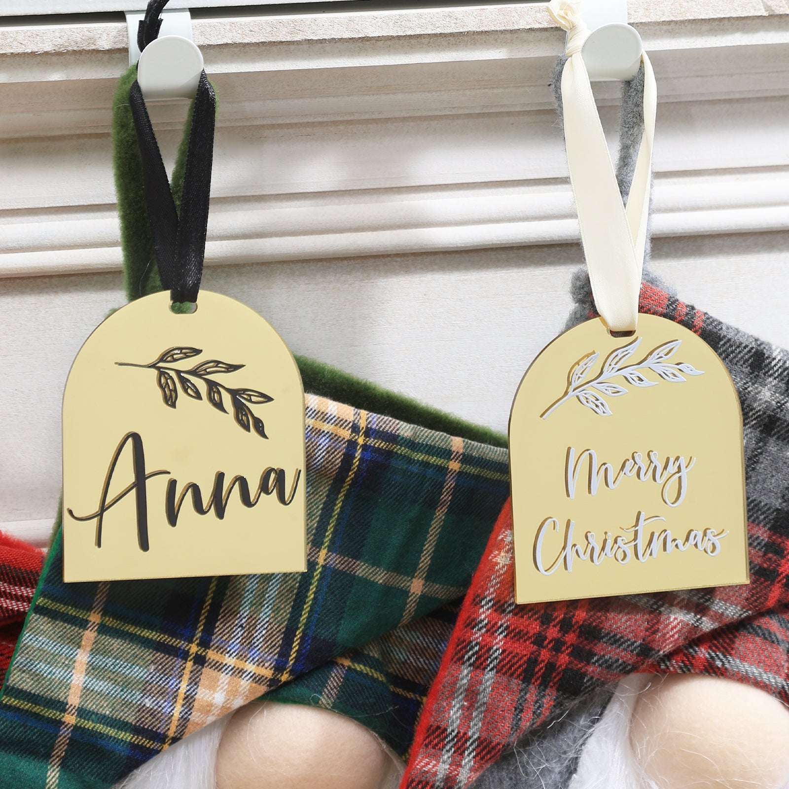 18 Pack 3.5'' Gold Mirror Acrylic Arch Christmas Ornament 2024, 3mm Extra Thick