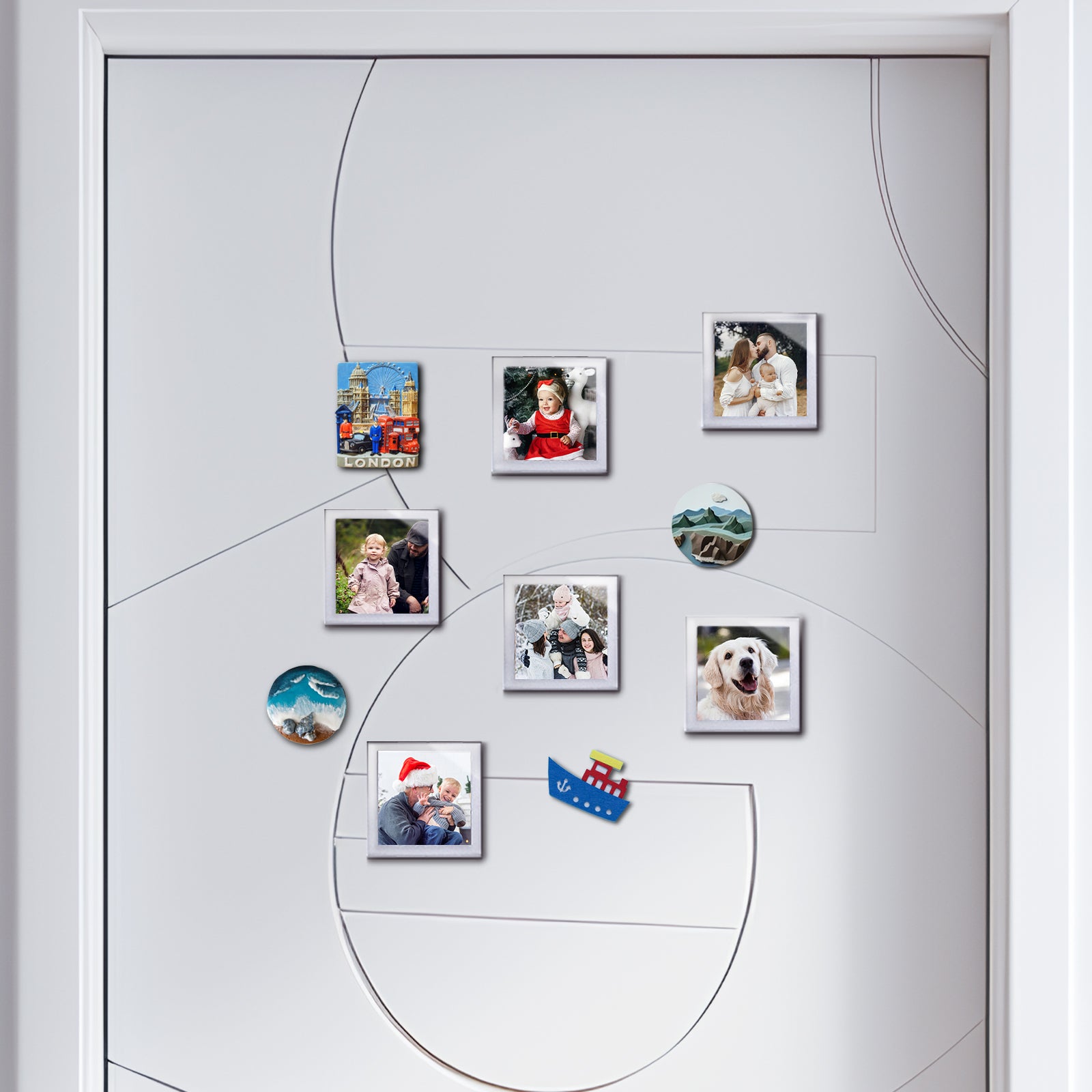 8-Pack Silver-Rimmed Acrylic Fridge Magnet Picture Frames, 2.5" x 2.5" Refrigerator Magnetic Photo Holder for Home Office Cabinet Locker, Decorative Display for Memories