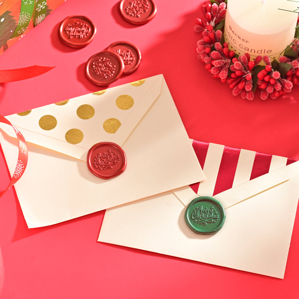 Wax Seal Stickers - Wedding Invitation Envelope Seal Stickers Self Adhesive Red & Green Stickers, 50pcs