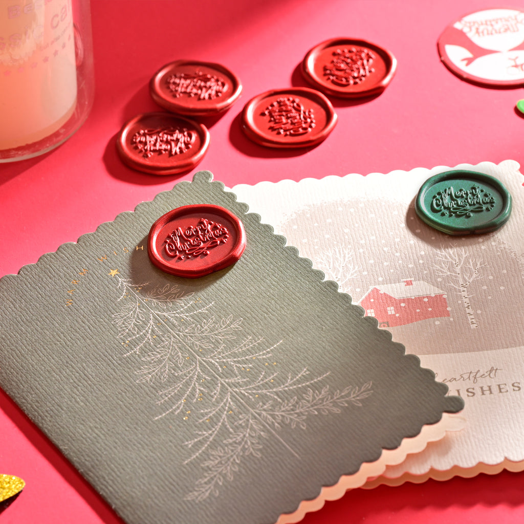 Wax Seal Stickers - Wedding Invitation Envelope Seal Stickers Self Adhesive Red & Green Stickers, 50pcs