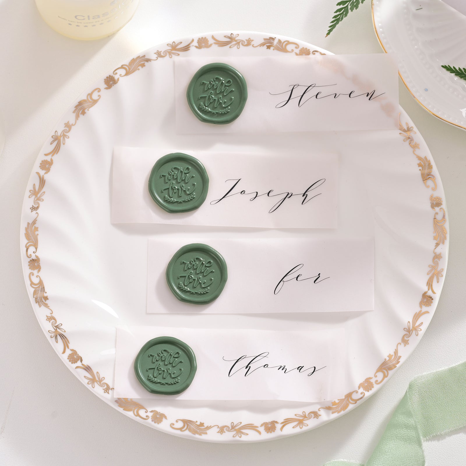 Wax Seal Stickers - Wedding Invitation Envelope Seal Stickers Self Adhesive Olive Green Stickers, 100pcs