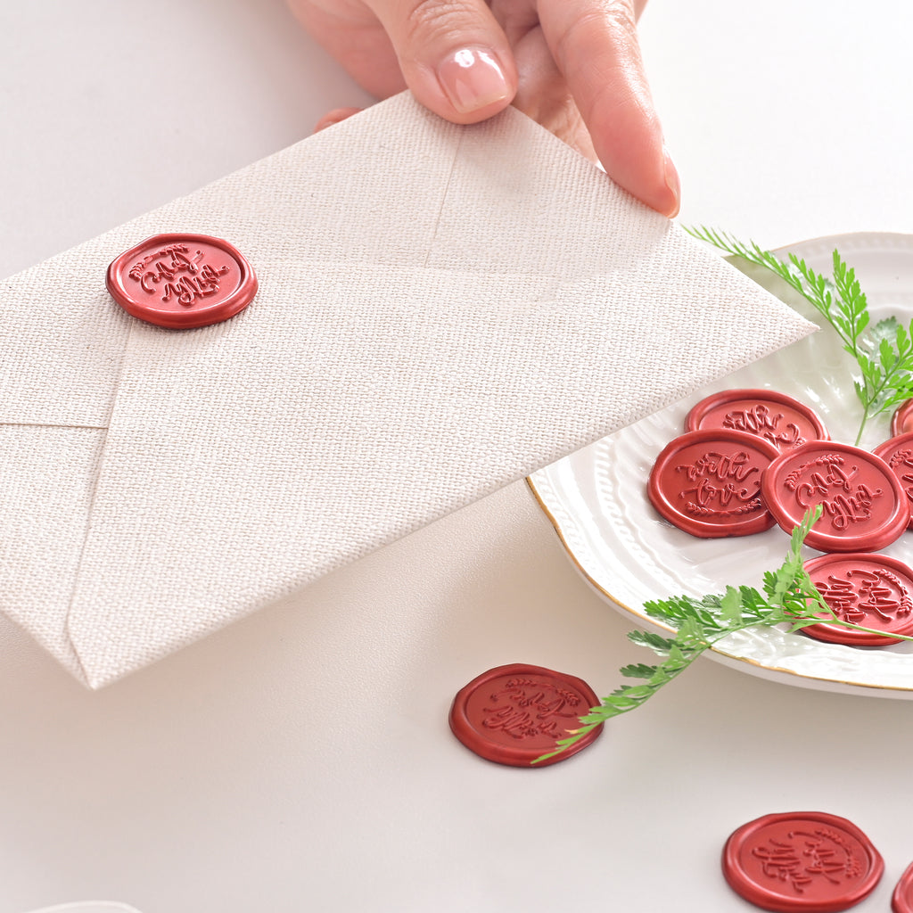 Wax Seal Stickers - Wedding Invitation Envelope Seal Stickers Self Adhesive Metallic Burgundy Red Stickers, 100pcs