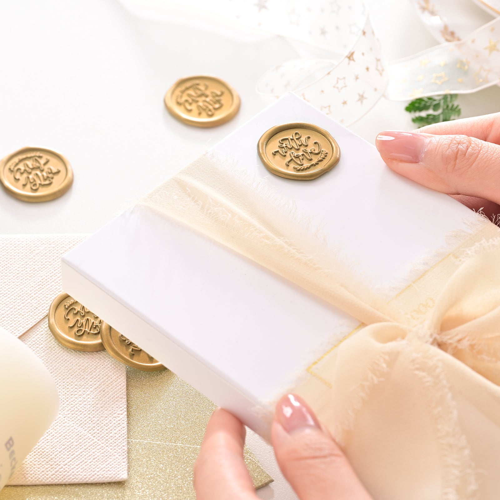 Wax Seal Stickers - Wedding Invitation Envelope Seal Stickers Self Adhesive Antique Gold Stickers, 100pcs