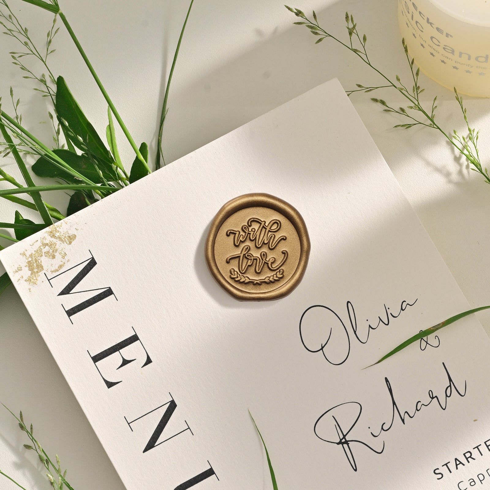 Wax Seal Stickers - Wedding Invitation Envelope Seal Stickers Self Adhesive Antique Gold Stickers, 100pcs