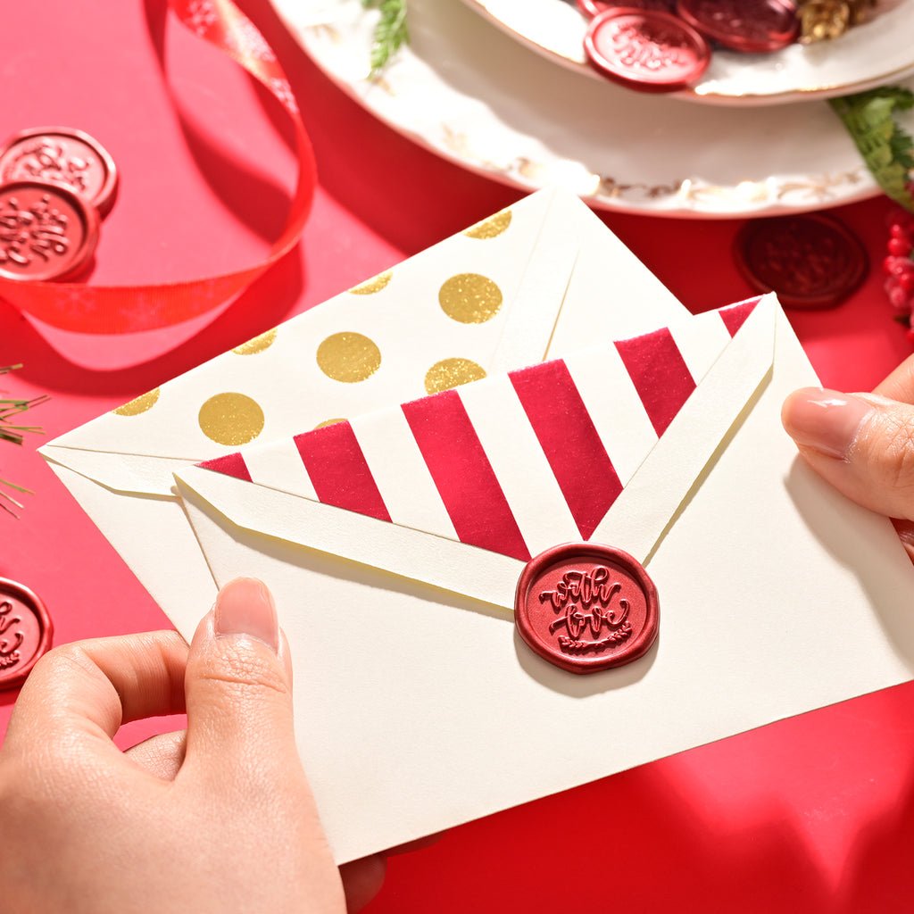 Wax Seal Stickers - Wedding Invitation Envelope Seal Stickers Self Adhesive Metallic Burgundy Red Stickers, 100pcs