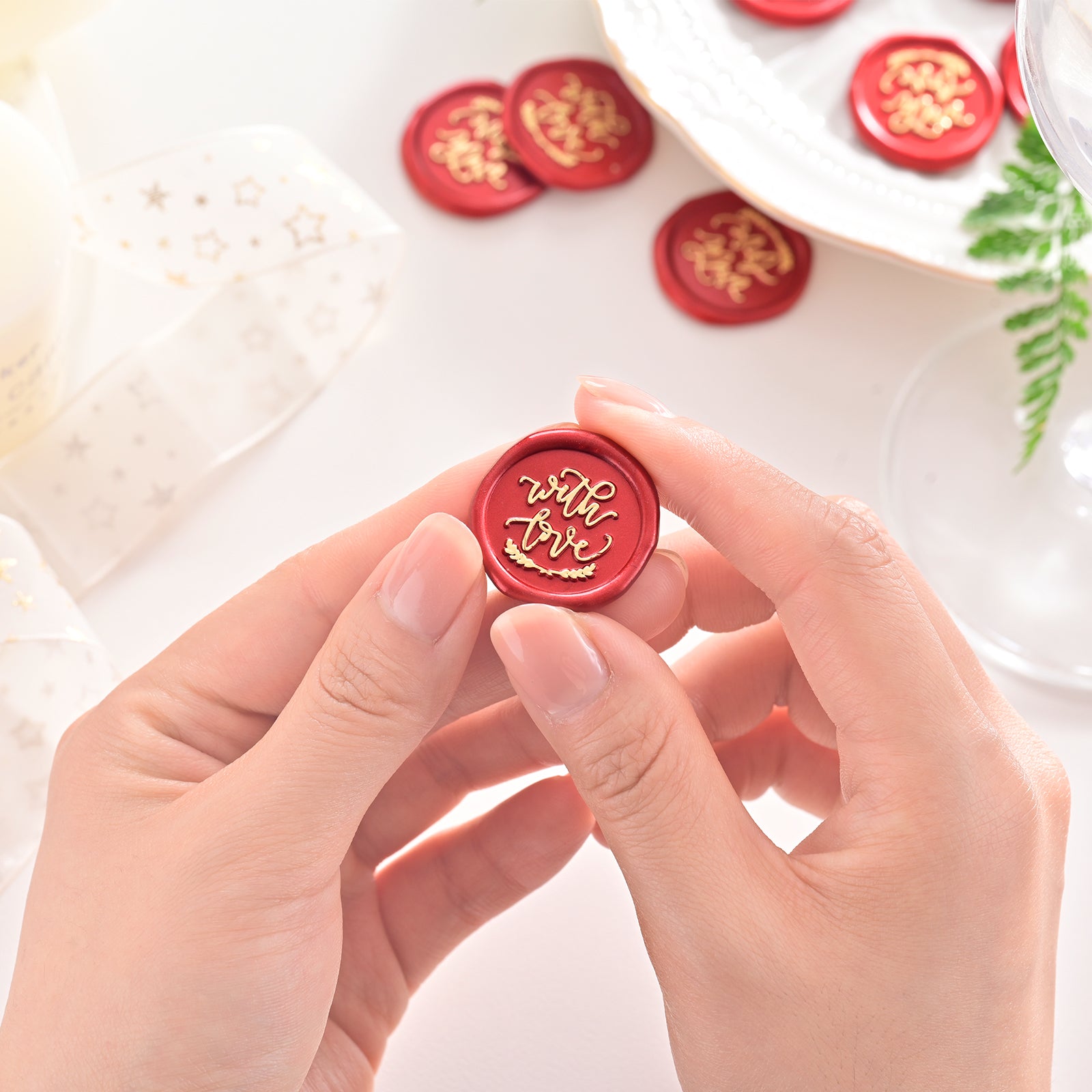 Wax Seal Stickers - Wedding Invitation Envelope Seal Stickers Self Adhesive Metallic Burgundy Red With Gold Stickers, 50pcs