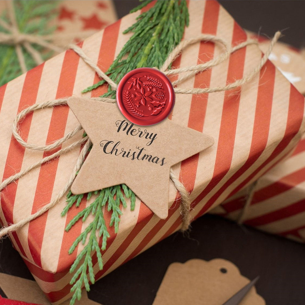 Christmas Mix Florals, Holly Poinsettia Fir Wax Seal Stamp