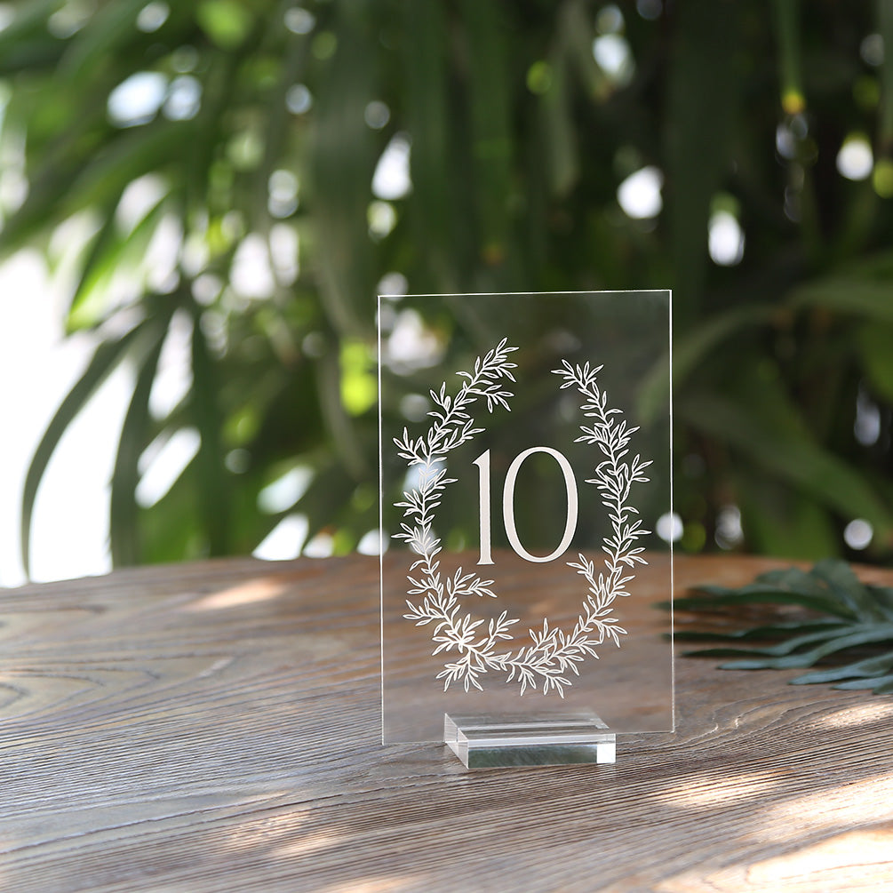 4x6 inch Printed Olive Wreath Acrylic Table Numbers Set, 1-20