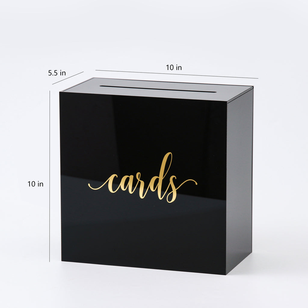 Acrylic Wedding Card Box, Black / Gold Foil