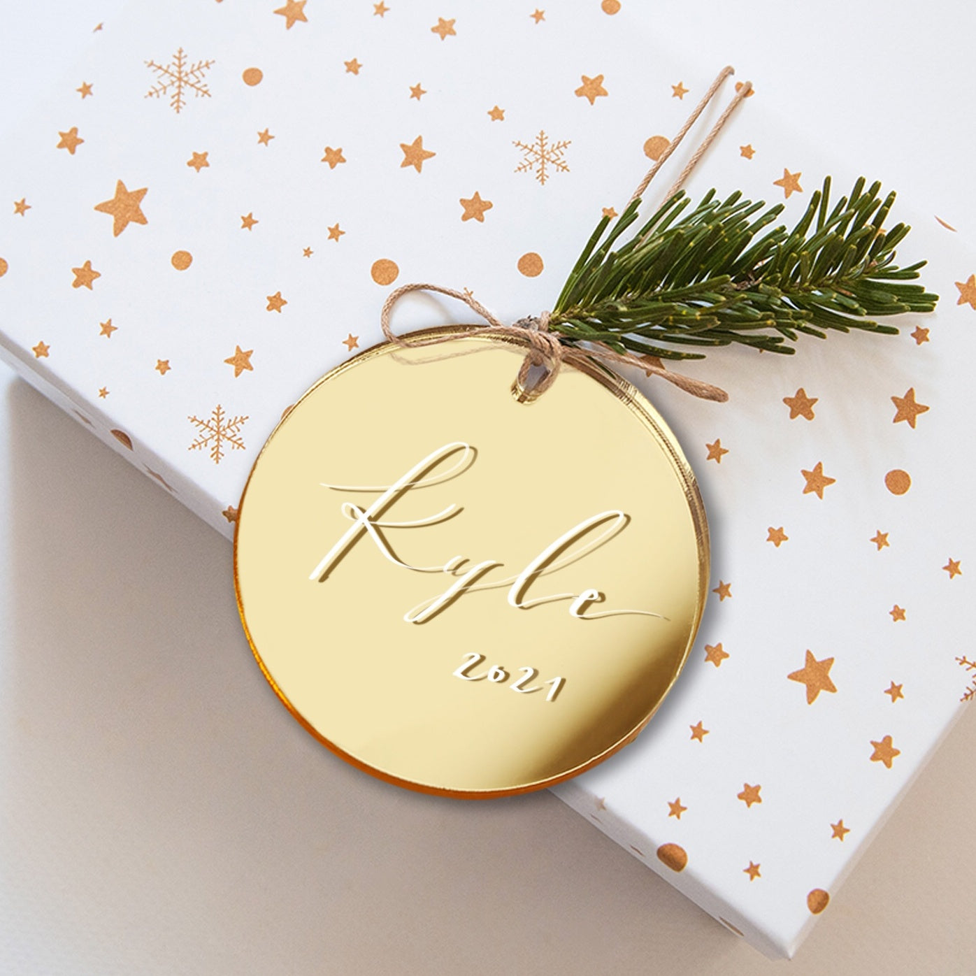 3" Circle Gold Mirrored Acrylic Christmas Ornament, 20 Pack