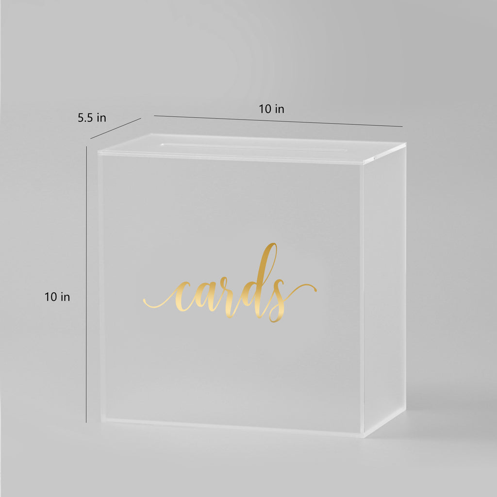 Acrylic Wedding Card Box, Frosted / Gold Foil