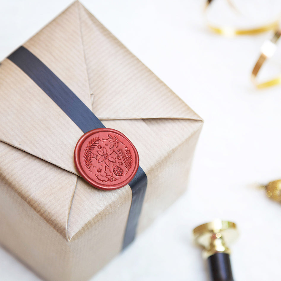 Christmas Mix Florals, Holly Poinsettia Fir Wax Seal Stamp