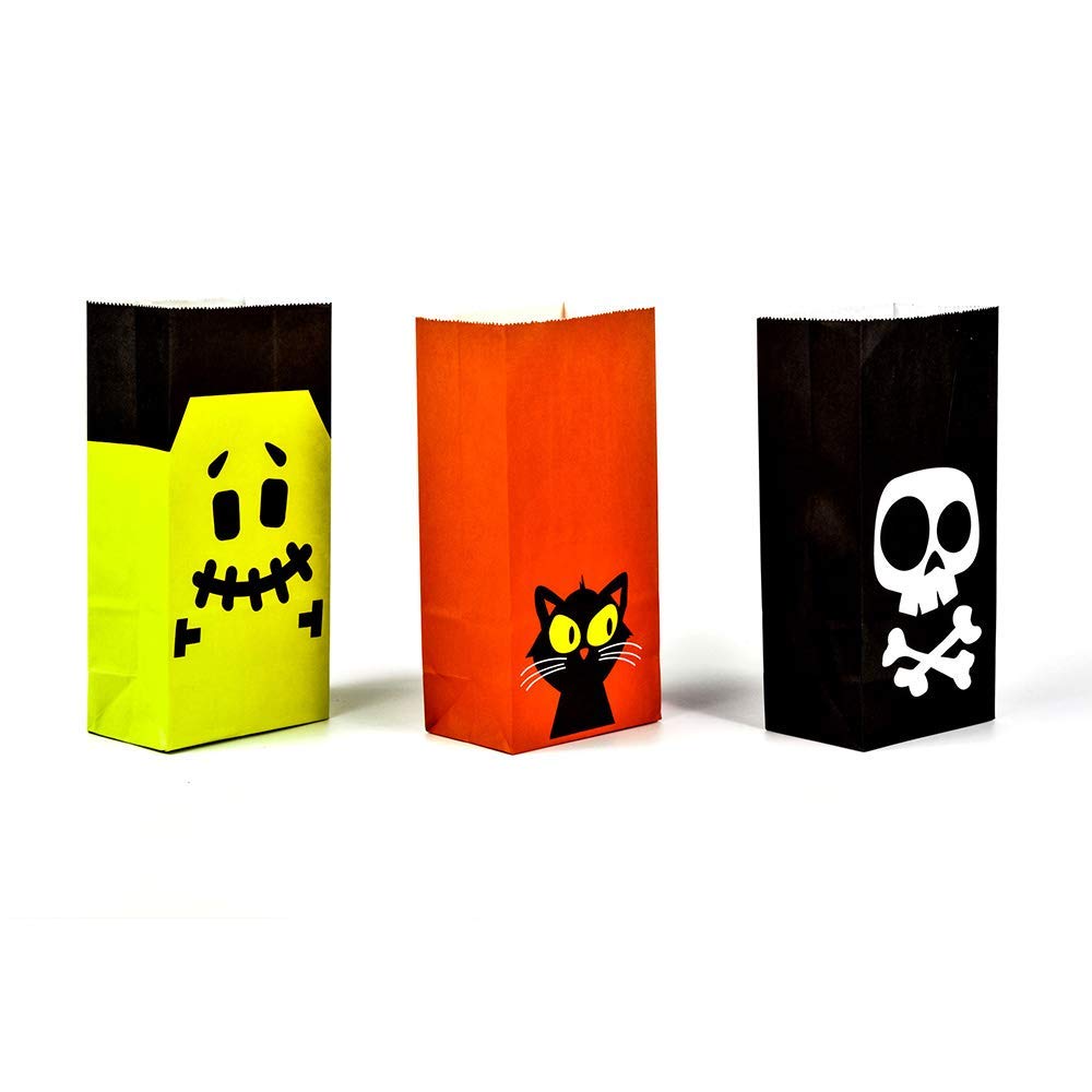 UNIQOOO 72Pcs Halloween Trick or Treat Bags Bulk, Food Safe Grade Paper Pastry Bags,7x3½ x2 inch, Goodie Bags,Cookie Candy Bags,Birthday Halloween Party Favor Supplies Gift Wrapping Table Decoration ( Only Delivery to US)