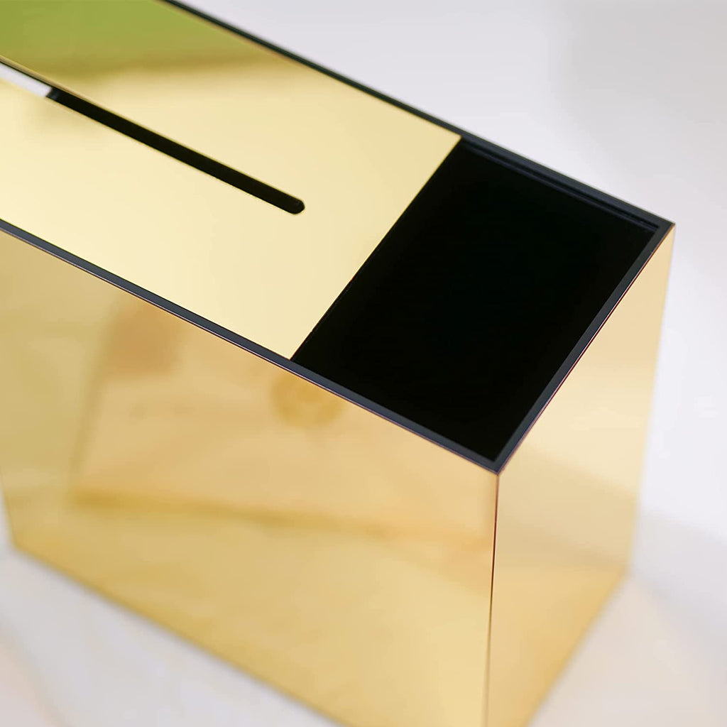 Acrylic Card Box, Gold Mirror / No Print