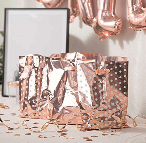 60 Metallic Rose Gold & Polka Dot Wedding Favor Bags (Only Delivery to US)