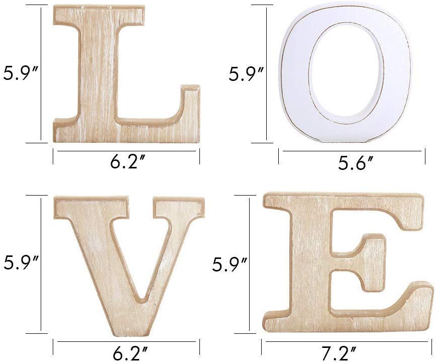 Rustic Wood Love Sign | Free Standing Wooden Block Cutout Letters | Sweet Love Decorative Signs
