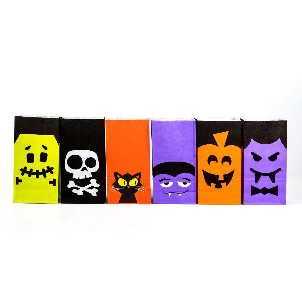 UNIQOOO 72Pcs Halloween Trick or Treat Bags Bulk, Food Safe Grade Paper Pastry Bags,7x3½ x2 inch, Goodie Bags,Cookie Candy Bags,Birthday Halloween Party Favor Supplies Gift Wrapping Table Decoration ( Only Delivery to US)