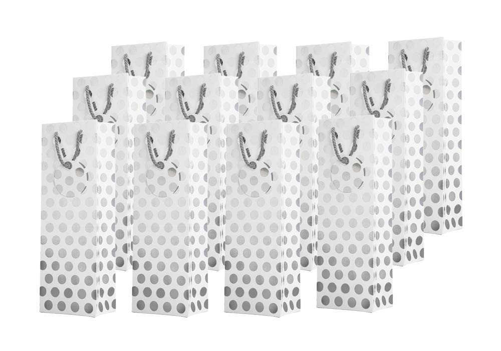 Metallic Silver Foil Polka Dot Wine Gift Bags
