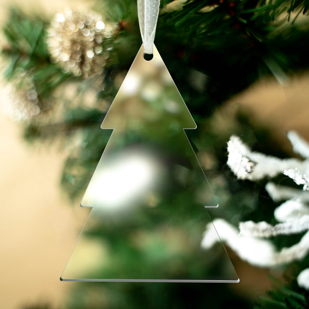 4" Clear Fir Tree Acrylic Christmas Ornament, 20 Pack