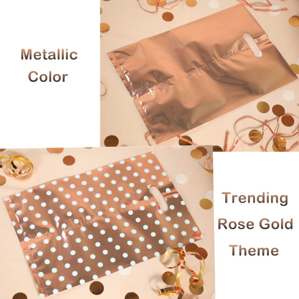 60 Metallic Rose Gold & Polka Dot Wedding Favor Bags (Only Delivery to US)