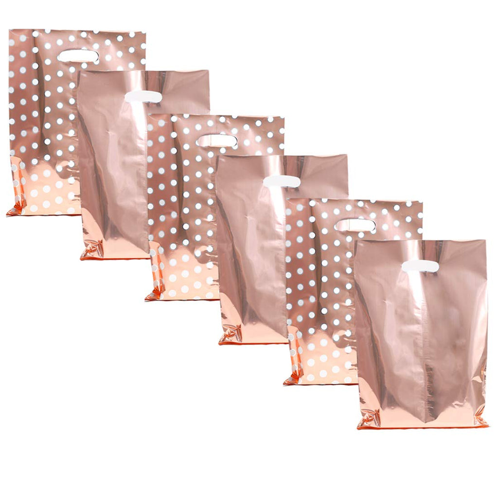 UNIQOOO 12Pcs Premium Gold Metallic Stars Medium Gift Bags Bulk, 9 1/2