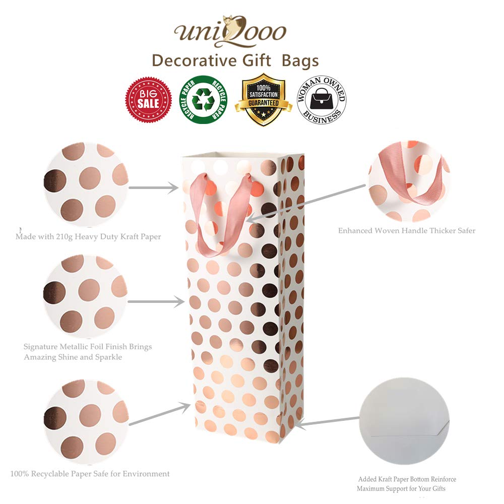 Metallic Rose Gold Foil Wine Gift Bags