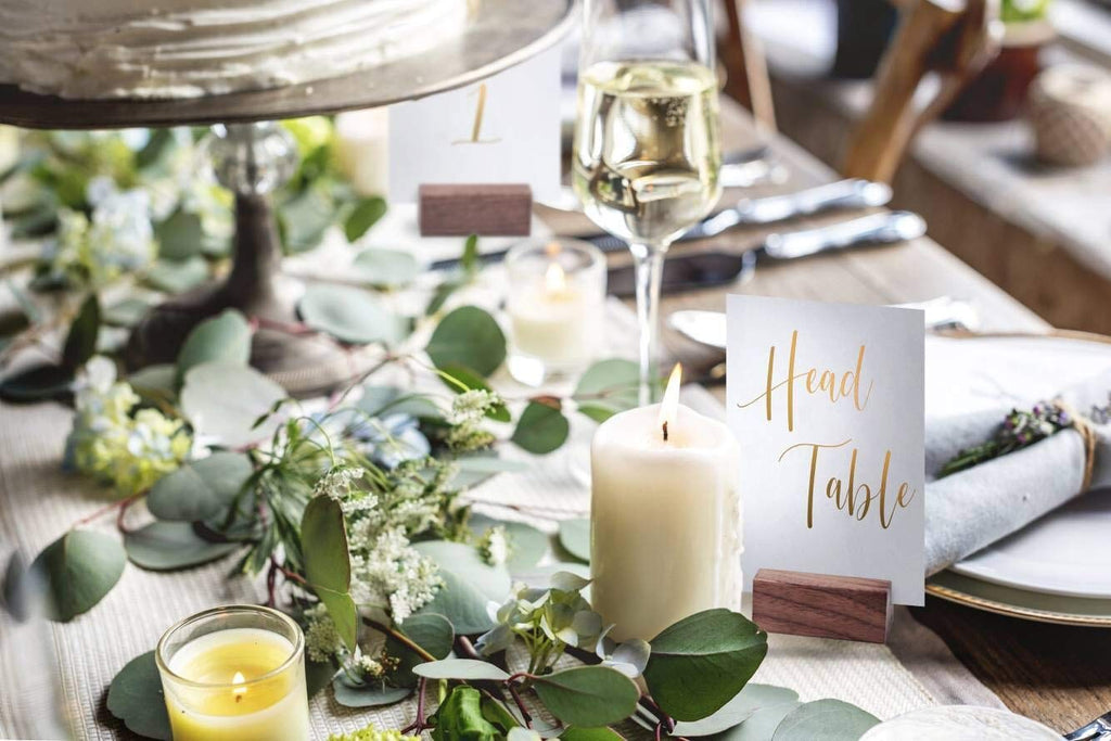 Rustic Walnut Wood Display Stands | Place Card Holder, Small