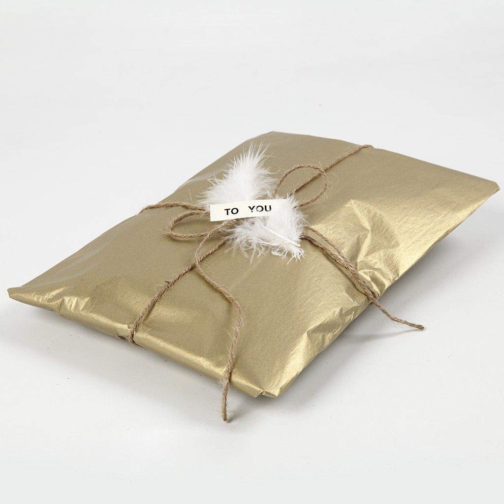 UNIQOOO 60 Sheets Premium Metallic Gold Tissue Gift Wrap Paper Bulk, 20" X 26" Each, 100% Recyclable Gift Wrapping Accessory, Perfect for Gift Wrapping, Wine Bottles, Any Art Craft Idea ( Only Delivery to US)