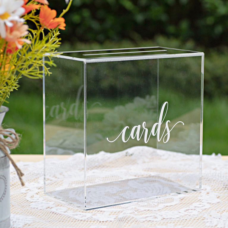 Acrylic Wedding Card Box, Clear / White Print UNIQOOO — free download