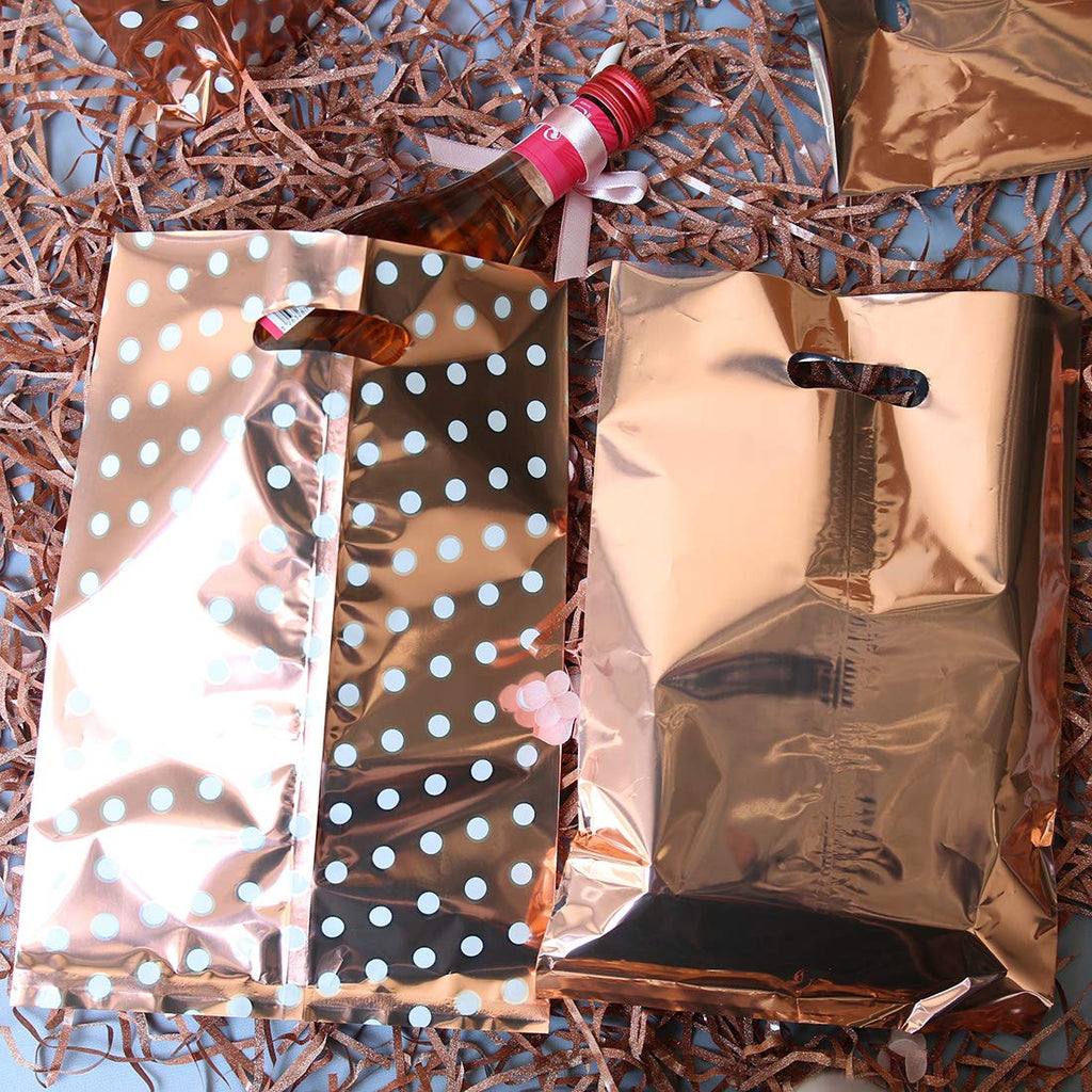 60 Metallic Rose Gold & Polka Dot Wedding Favor Bags (Only Delivery to US)