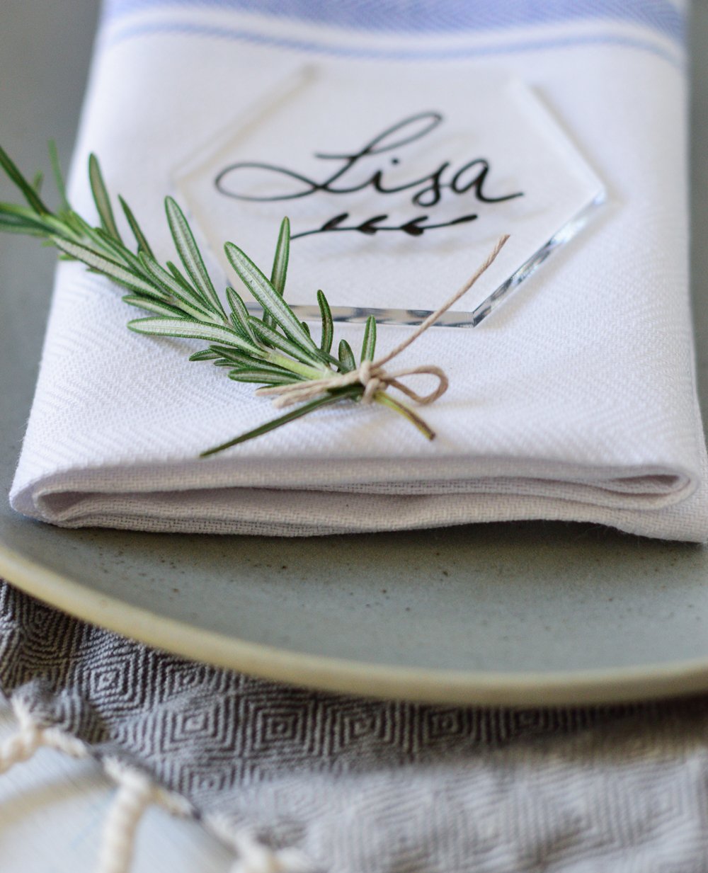 Clear Hexagon Acrylic Place Cards for Wedding