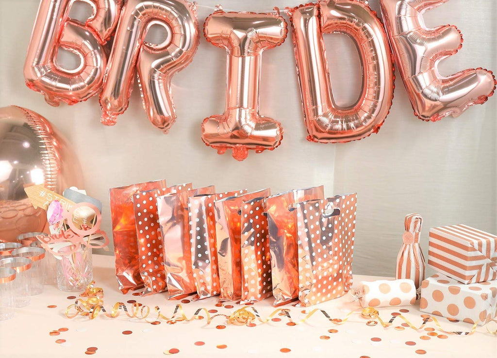 60 Metallic Rose Gold & Polka Dot Wedding Favor Bags (Only Delivery to US)