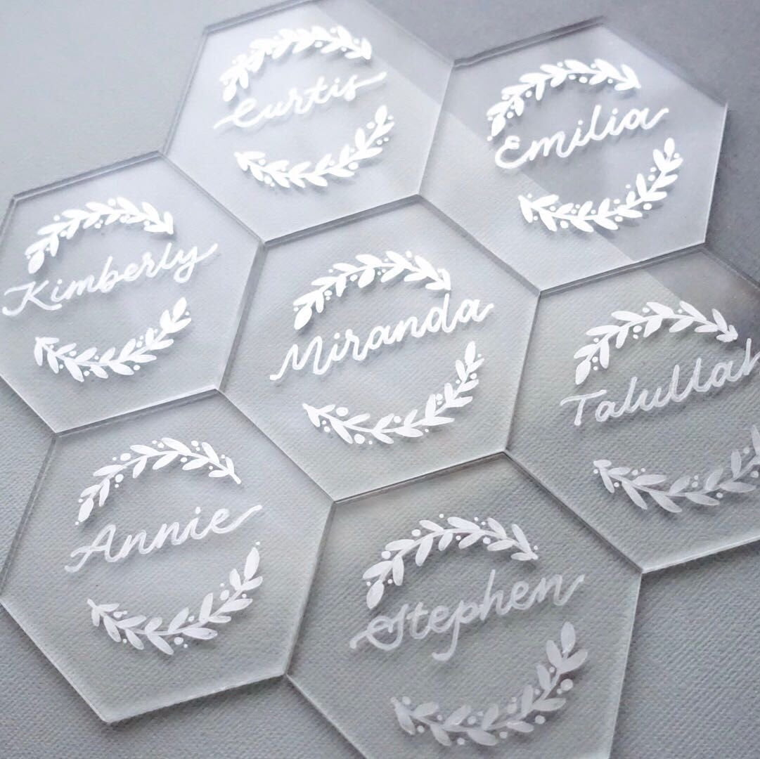 Uniqooo 800pcs Clear Hexagon Acrylic Blanks Place Cards, 4mm Thickness, Wholesale