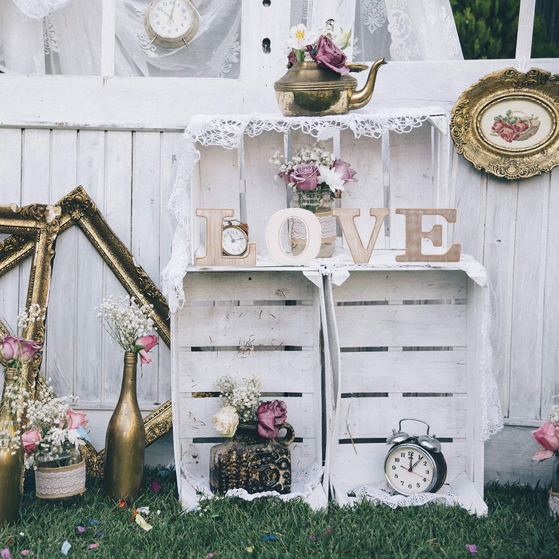 Rustic Wood Love Sign | Free Standing Wooden Block Cutout Letters | Sweet Love Decorative Signs