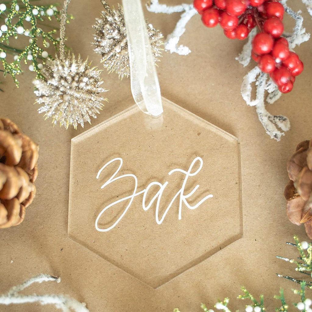 3" Clear Hexagon Acrylic Christmas Ornament, 20 Pack