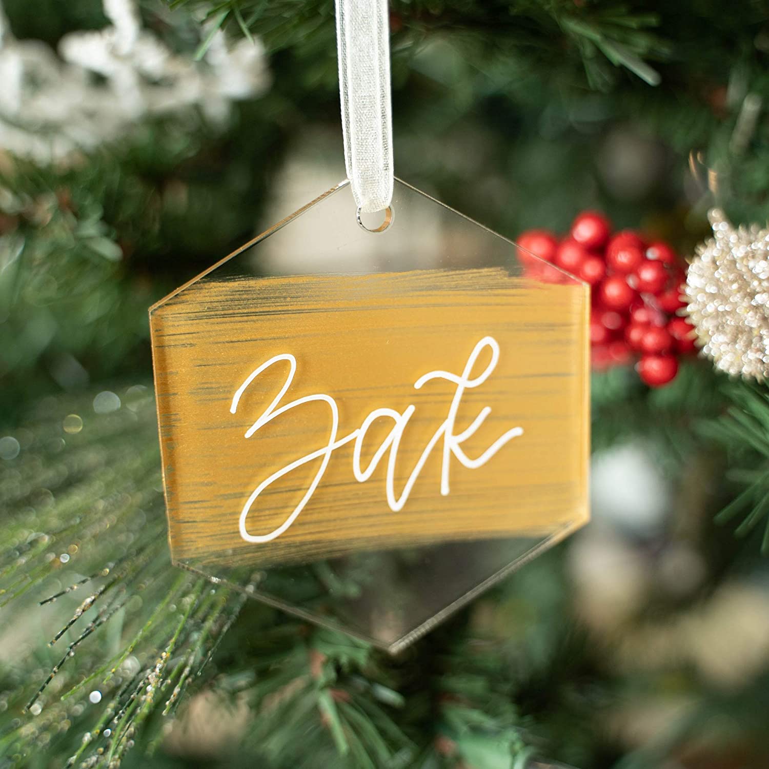 3" Clear Hexagon Acrylic Christmas Ornament, 18 Pack