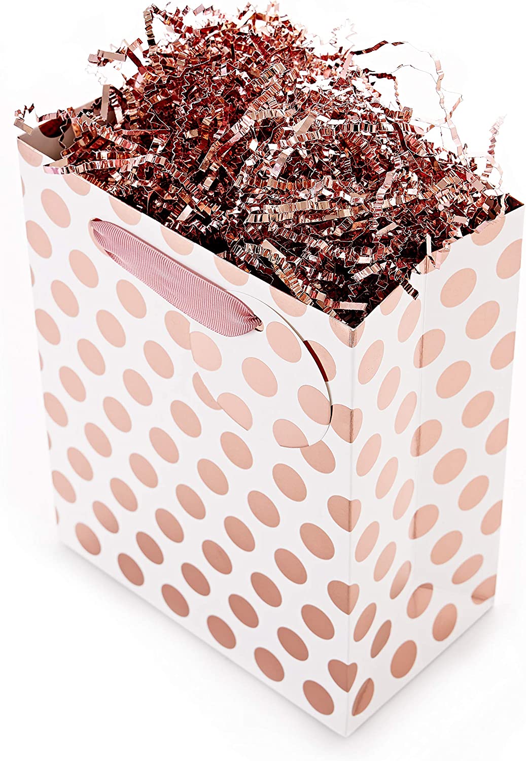 1 LB Metallic Rose Gold Crinkle Cut Shredded Paper Filler Strands