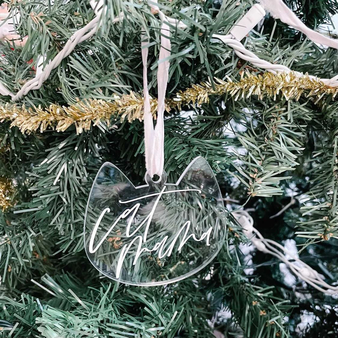 100 Pack 3 1/4" Clear Cat Christmas Ornament