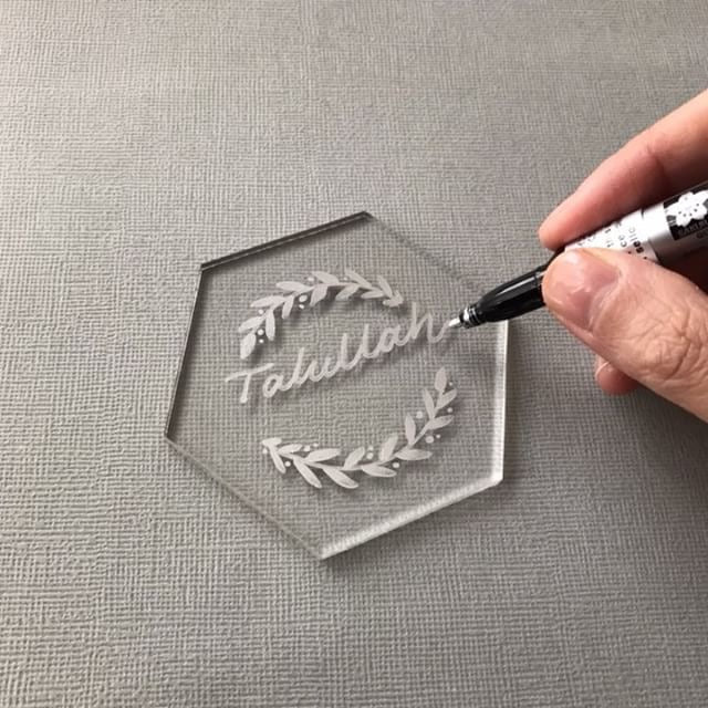 Clear Hexagon Acrylic Place Cards for Wedding