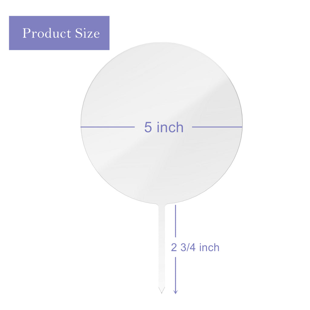 5 inch Round Acrylic Cake Topper, 20 Count