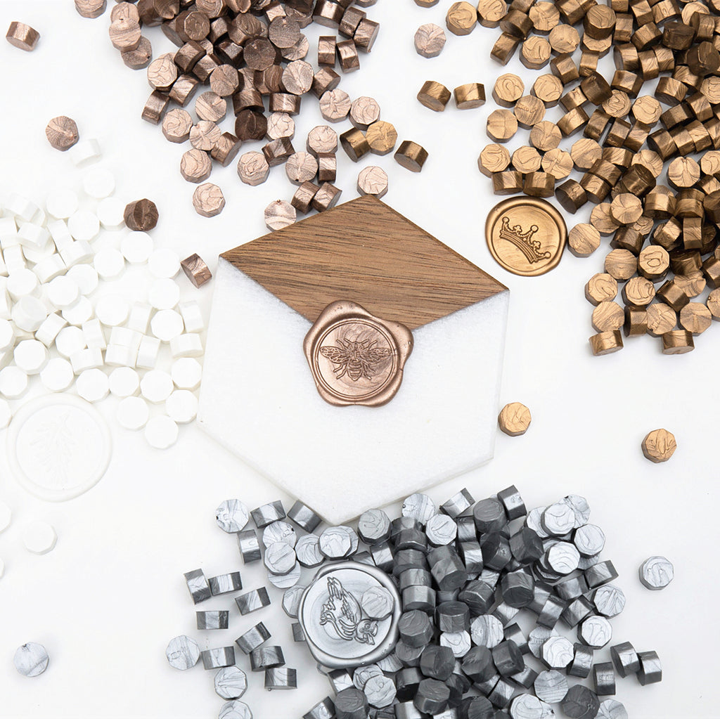 Gold Sealing Wax Beads in Tin with Spoon