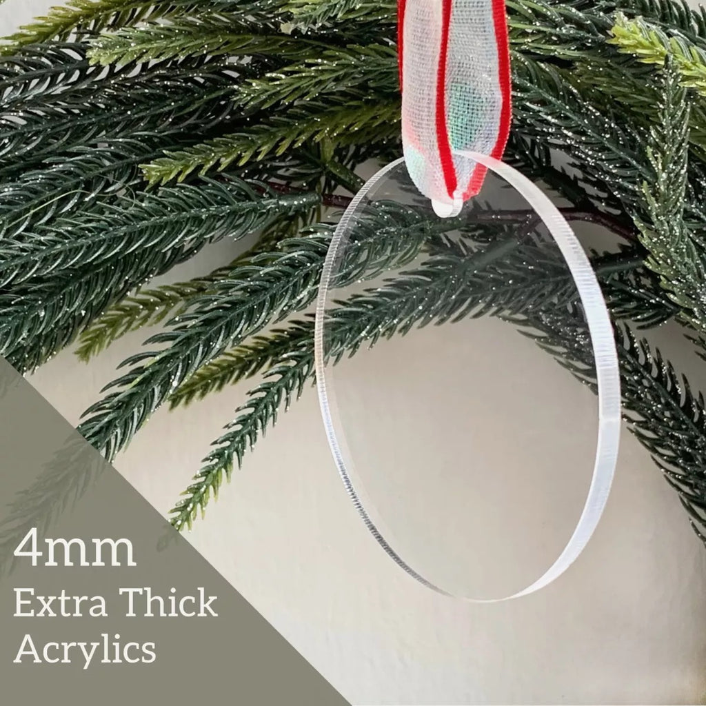 3" Clear Round Acrylic Christmas Ornament, 20 Pack