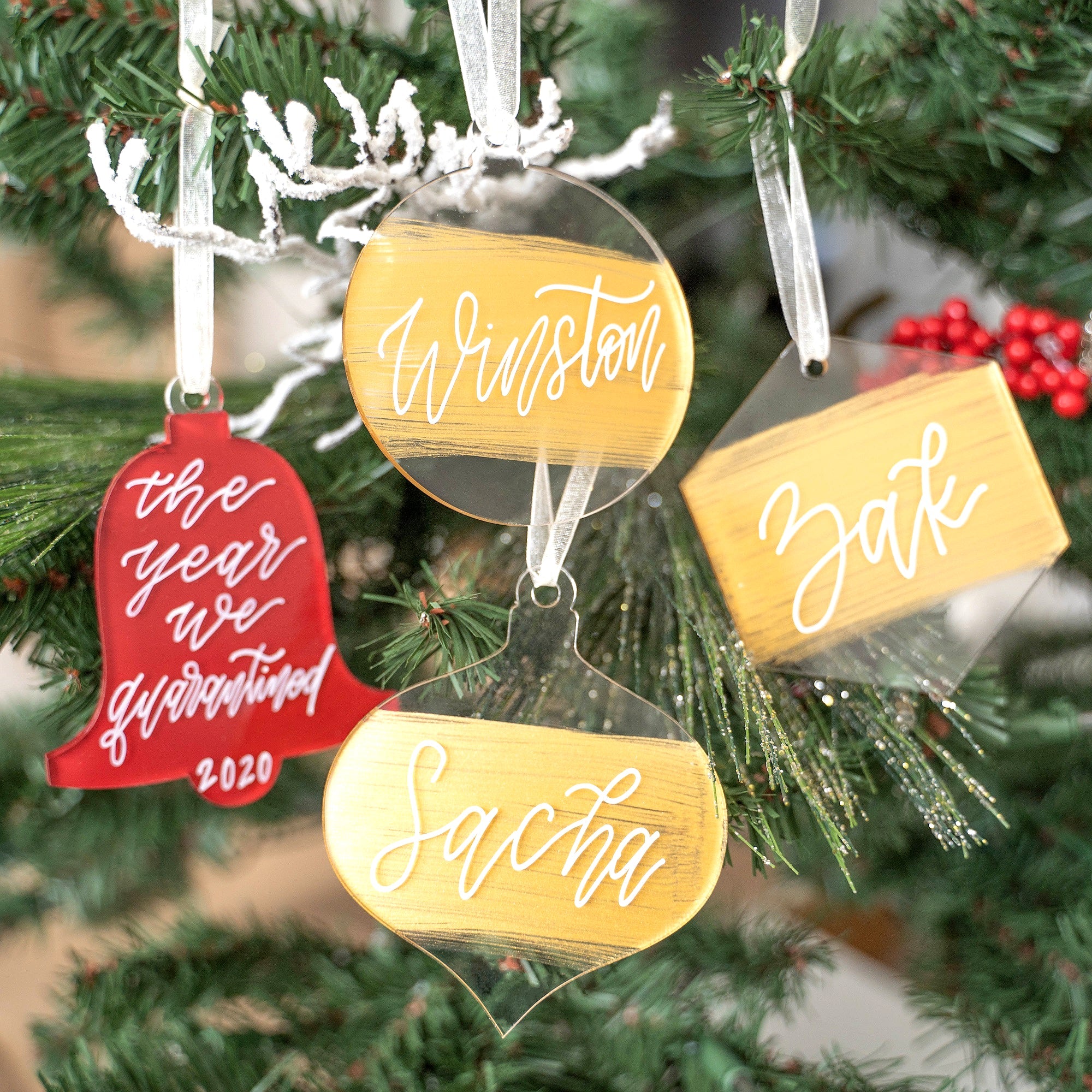 Uniqooo 3" Clear Acrylic Christmas Ornament, 4 Assorted Shape, 4mm Thickness, Wholesale