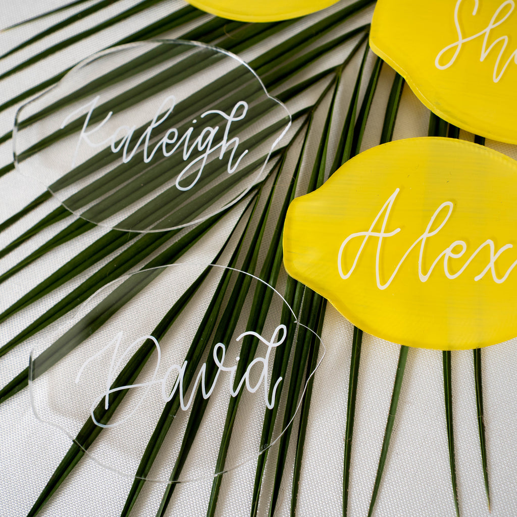 Main Squeeze Clear Lemon Acrylic Place Cards, 20 Count
