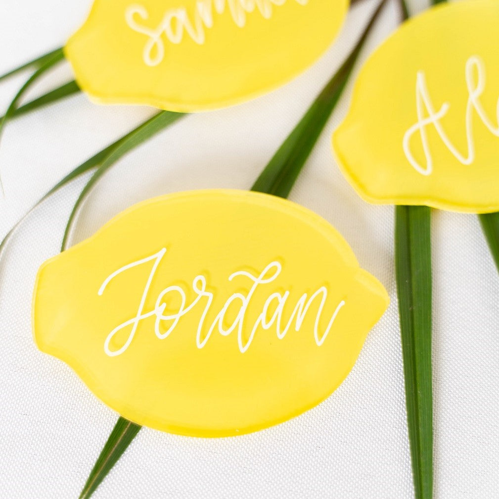Main Squeeze Clear Lemon Acrylic Place Cards, 20 Count