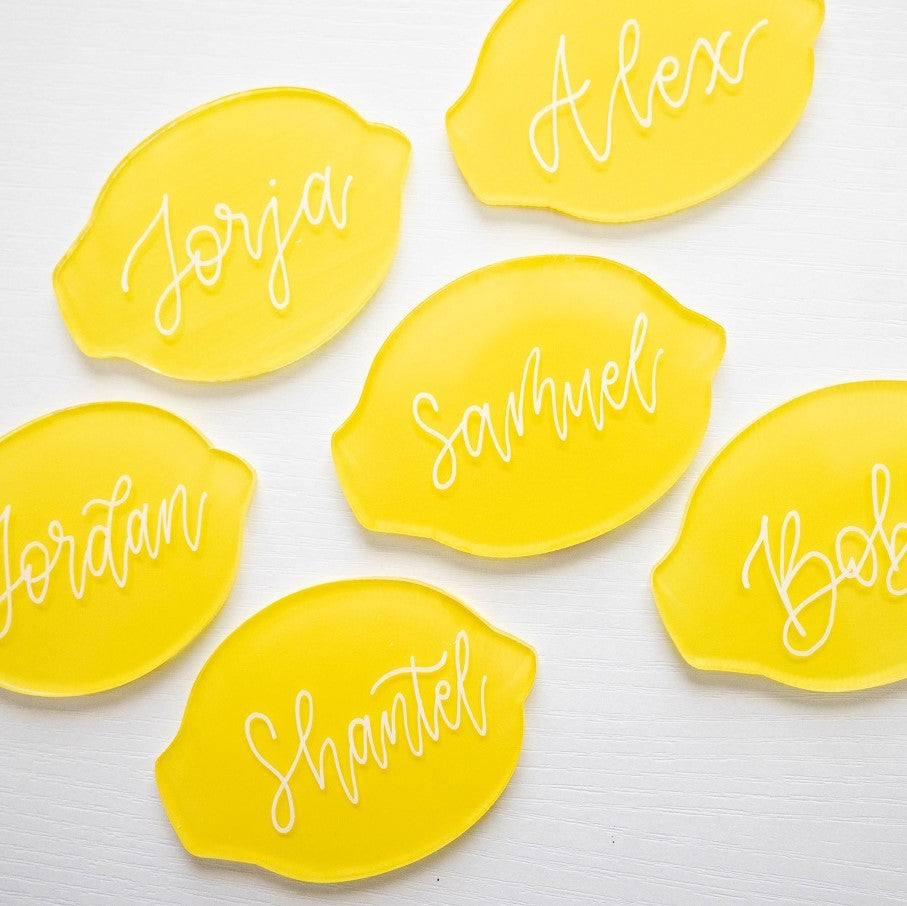 Main Squeeze Clear Lemon Acrylic Place Cards, 20 Count